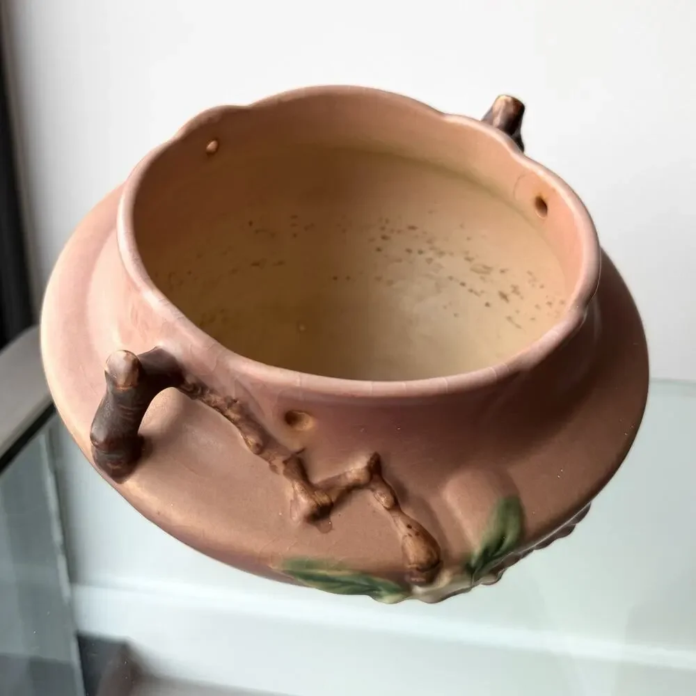 Roseville Pottery Pink Apple Blossom Hanging Planter Basket
